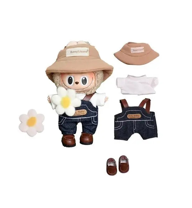 POP MART Labubu Spring Wilderness Overalls Set for 17cm Vinyl Plush Doll Pendant【Apparel Only】 - GetBubuWear