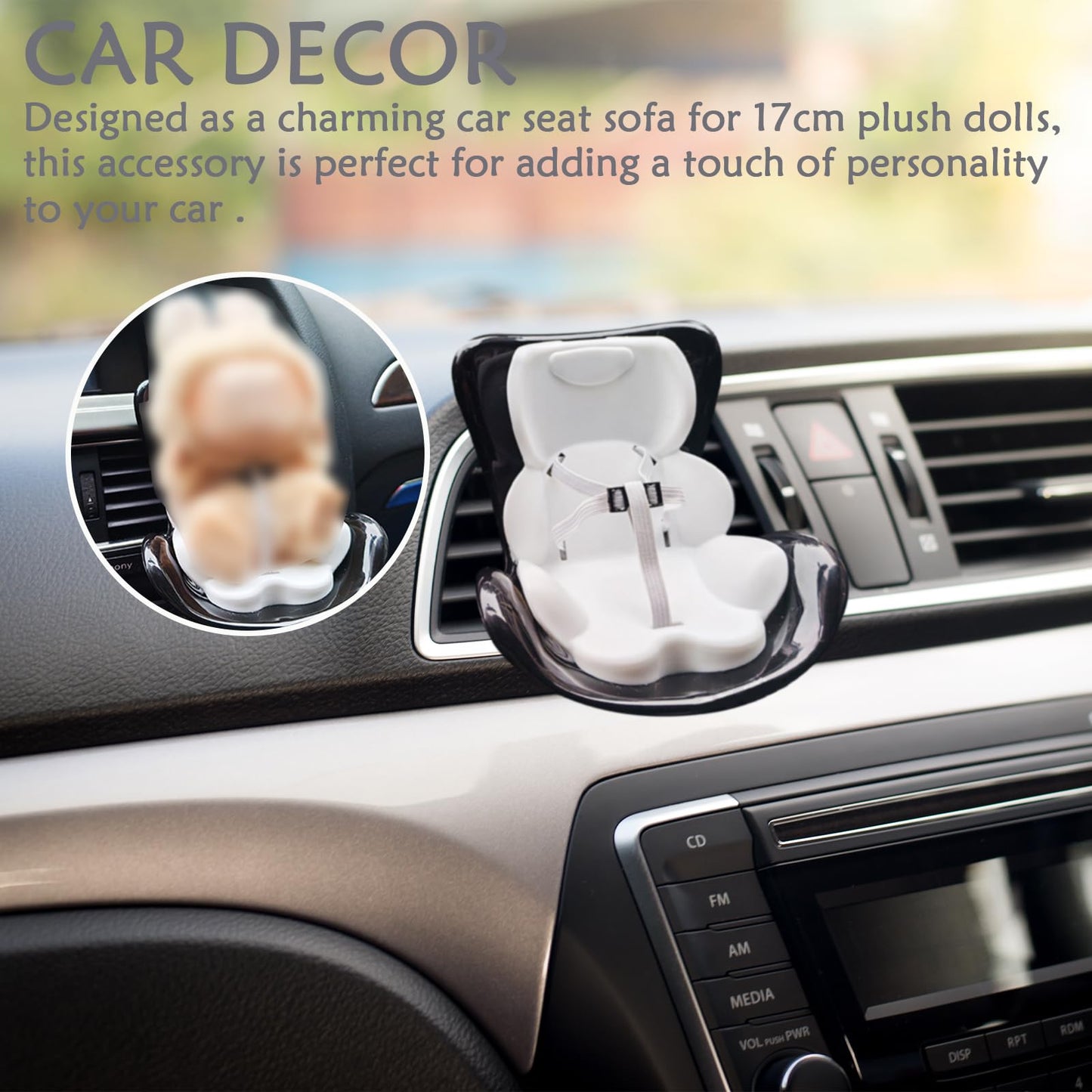 Labubu Car Seat : Cute Air Vent & Safety Seat Decor | Premium Car Charms for Interior Decoration GetBubuWear