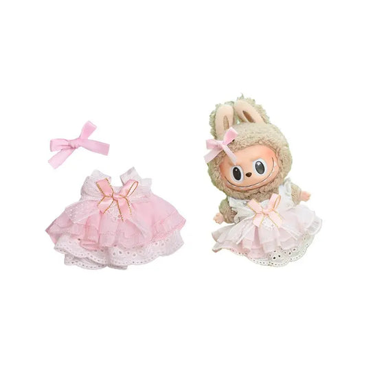 Labubu 17cm Pink Bowknot Gauze Dress, Cute Princess Outfit【Apparel Only】 - GetBubuWear